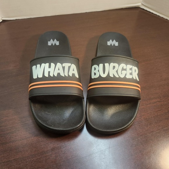 Whataburger Shoes Mens Size 12 Slide Sandals Fast Food Restaurant Slippers - Picture 1 of 4